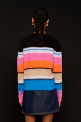 Women Maille - Women Striped Sweater, Multico striped back worn view