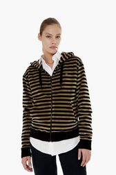 Women - Striped Velvet Rykiel Hoodie, Black details view 1