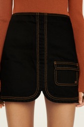 Women Denim Short Skirt Black details view 1