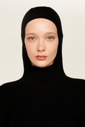 Femme Maille - Hoodie en laine côtelée femme, Noir vue de détail 4