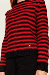 Women Raye - Women Big Poor Boy Striped Sweater, Black/red details view 2