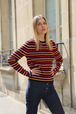 Women - Striped Sweater with Long Sleeves, Red details view 3