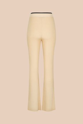 Women - Ribbed Knit Flare Pants, Camel back view