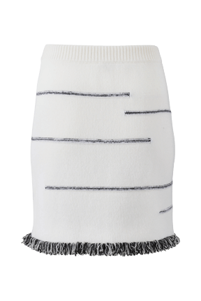 Femme Maille - Mini jupe laine intarsia charms femme, Ecru vue de dos