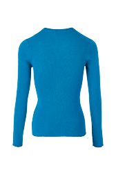 Women Maille - Women Ribbed Wool Sweater, Prussian blue back view