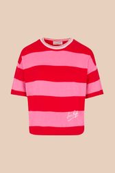 Women - Short Sleeve Pullover stripes, Pink front view