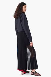 Women - Long Dress With Trompe L'oeil Effect, Black back worn view