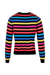 Women Raye - Women Brushed Poor Boy Striped Sweater Long Sleeves, Multico striped rf back view