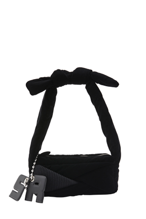 Baguette Demi-Pull velvet bag Black front view