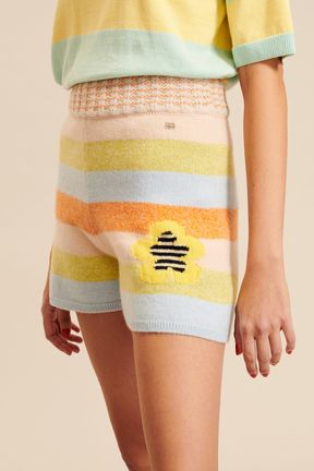 Women - Women Pastel Multicolor Striped Wool Shorts, Multico details view 2