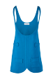 Women Maille - Women Sleeveless Milano Short Dress, Prussian blue front view