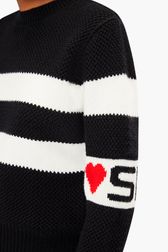 Women - SR Heart Long Sleeve Sailor Sweater, Black details view 2