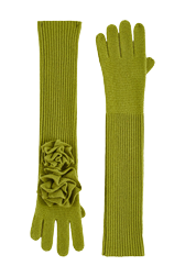 Women Maille - Flowers Gloves, Pistachio front view