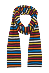 Femme Maille - Écharpe rayée multicolore femme, Multico raye iconique vue de dos