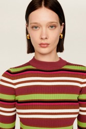 Women Maille - Women Multicolor Striped Maxi Dress, Multico emerald striped details view 2