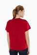 Women Solid - Women Velvet T-shirt, Red back worn view