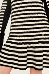 Women Maille - Women Striped Baby Doll Short Dress, Black/ecru details view 3