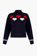 Women - Woolen SR Hearts Sweater, Black/blue front view