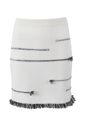 Women Charms Intarsia Wool Mini Skirt Ecru front view