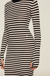 Femme Raye - Robe longue chaussette rayée femme, Noir/blanc vue de détail 2