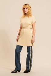 Women - Tunic in ribbed knit, Camel details view 2
