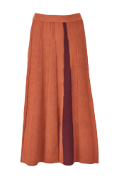 Femme Maille - Jupe godet longue laine bicolore femme, Roux vue de face