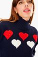 Women - Woolen SR Hearts Sweater, Black/blue details view 2