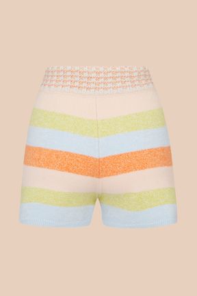 Women - Women Pastel Multicolor Striped Wool Shorts, Multico back view