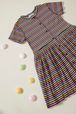 Girls - Multicolor Striped Girl Buttoned Dress, Multico striped front view