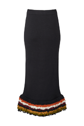 Femme Maille - Jupe longue laine effet bouclette femme, Multico raye crea vue de dos