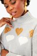 Women - Woolen SR Hearts Sweater, Grey details view 2