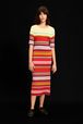 Women - Long Colorblock Dress with short sleeves, Red front worn view
