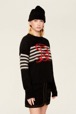 Women Maille - Women Tricolor Striped Sweater, Black details view 3