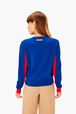 Women - Heart Sweater, Baby blue back worn view