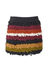Women Maille - Women Bouclette Wool Short Skirt, Multico crea striped back view