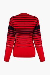 Women - Iconic Rykiel Multicolored Stripes Sweater, Red back view