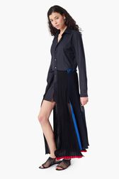 Women - Long Dress With Trompe L'oeil Effect, Black details view 1