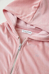 Girls Solid - Velvet Girl Zipped Hoodie, Pink details view 1