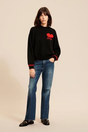 Women - Long sleeve Sweater with Bouche Embroidery, Black details view 2