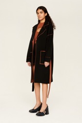 Women Maille - Women Double Face Wool Coat, Black details view 3