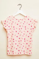 Heart and Watermelon Print Girl T-shirt Pink back view