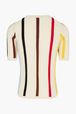 Women - Striped Cotton Sweater With Short Sleeves, Brun back view