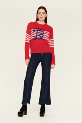 Women Maille - Striped Tricolored Sweater, Red details view 2