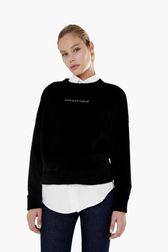 Women Solid - Women Velvet Sweatshirt, Black details view 2