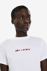 T-shirt en coton signature multicolore femme Blanc vue de détail 2