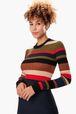 Women - Multicolored Striped Knit Sweater, Multico front worn view
