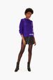 Women - Purple Wool Twisted Sweater, Purple front worn view