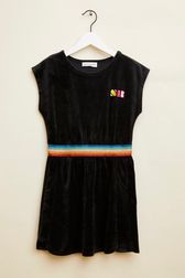 Girls - Velvet Girl Short Dress, Black front view