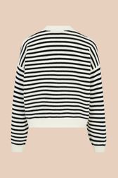 Women - Women Striped Signature Mouth Print Sweater, Black/white back view