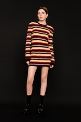 Women Maille - Striped Fluffy Short Dress, Multico crea details view 2